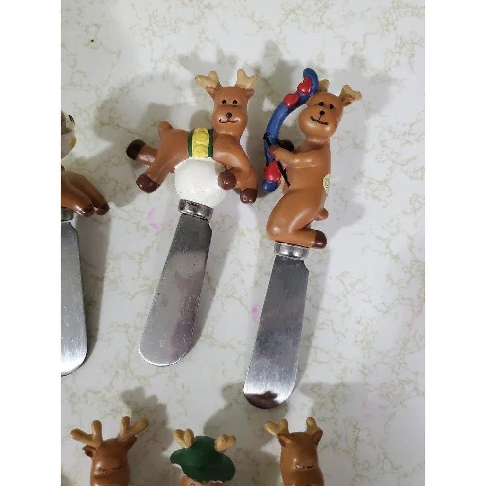 Vintage Set of Four 8 Ritzy Reindeer Cheese/Butter Spreaders Charcuterie